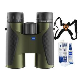 10x42 Terra ED Binoculars (Green) w/ Zeiss Harness & Cleaning Kit Bundle