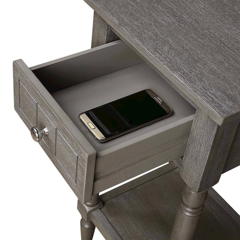 Alt View 5. FurniFact - Accent Table, Gray, Drawer - Gray.