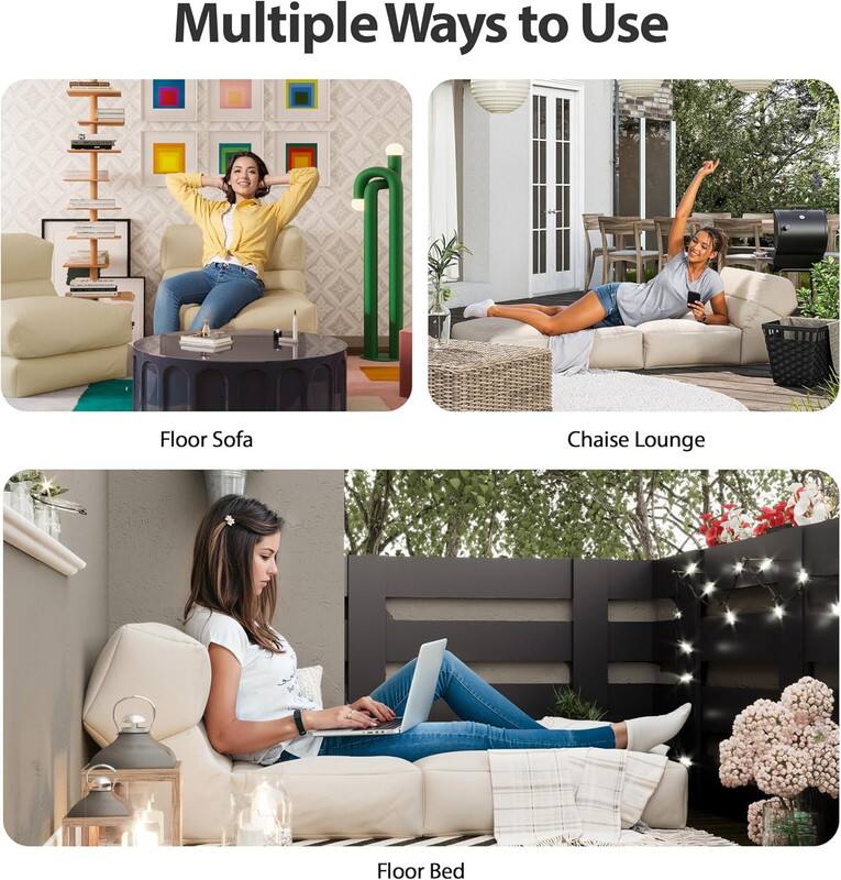 Multiple Ways to Use

Floor Sofa

Chaise Lounge

Floor Bed