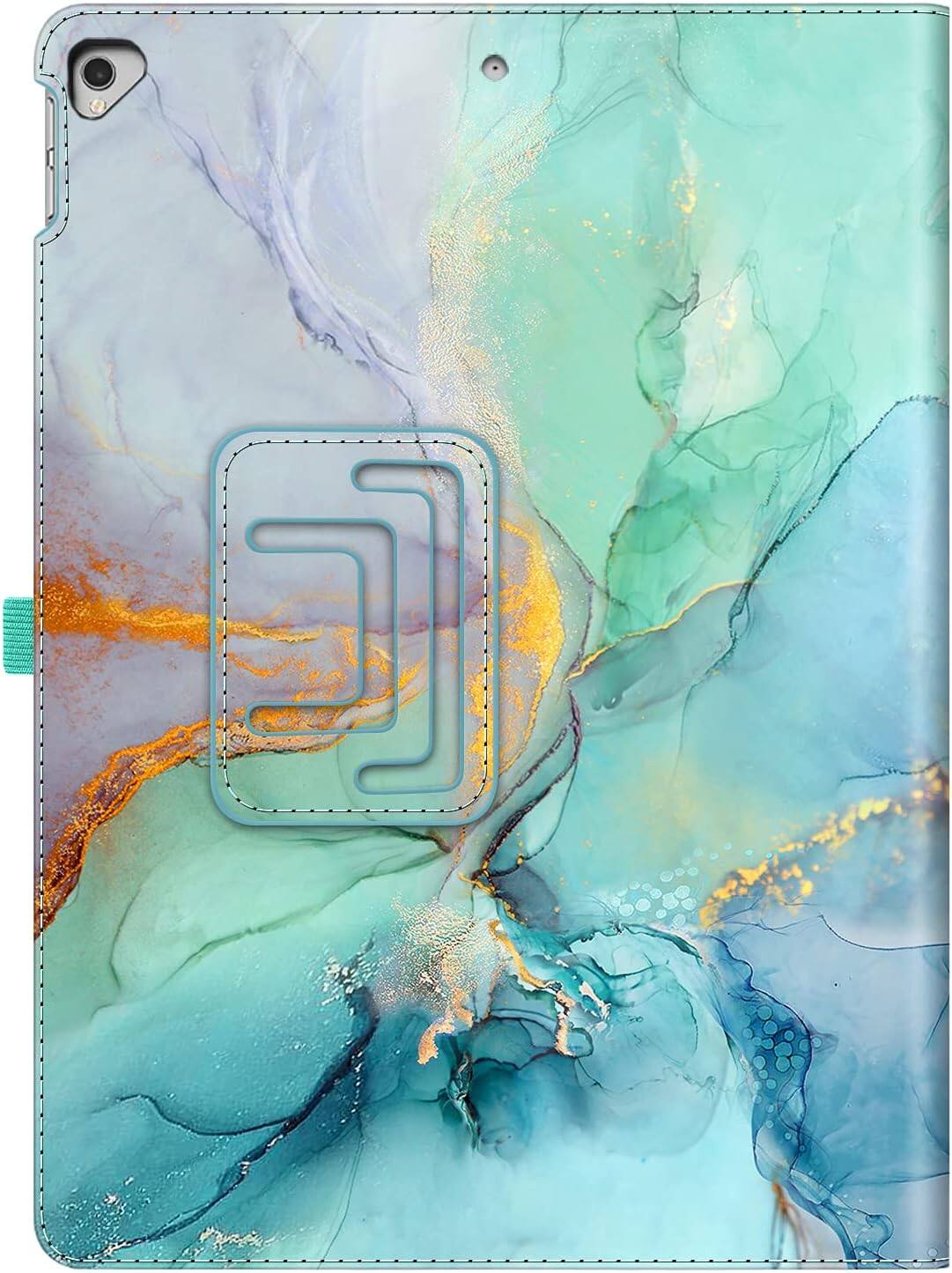 Alt View 4. Fintie - Folio Case for iPad Pro 12.9-inch (2015/2017 Model, 1st/2nd Gen) Premium Vegan Leather, Smart Stand Protective Cover - Emerald Marble.