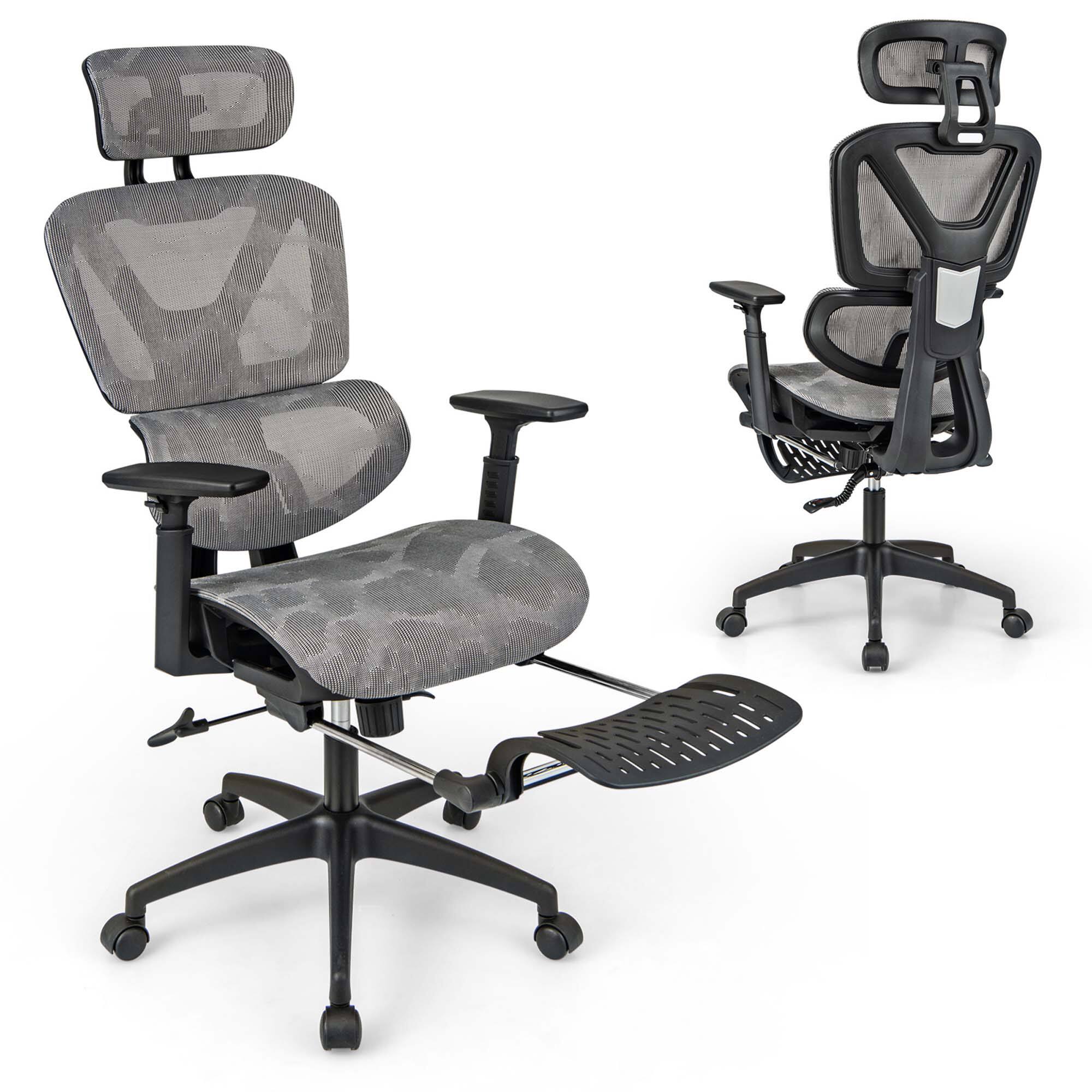 Front. Costway - Costway Mesh Office Chair Executive Chair with 90°-120° Tilting Backrest Lumbar Support - Gray.