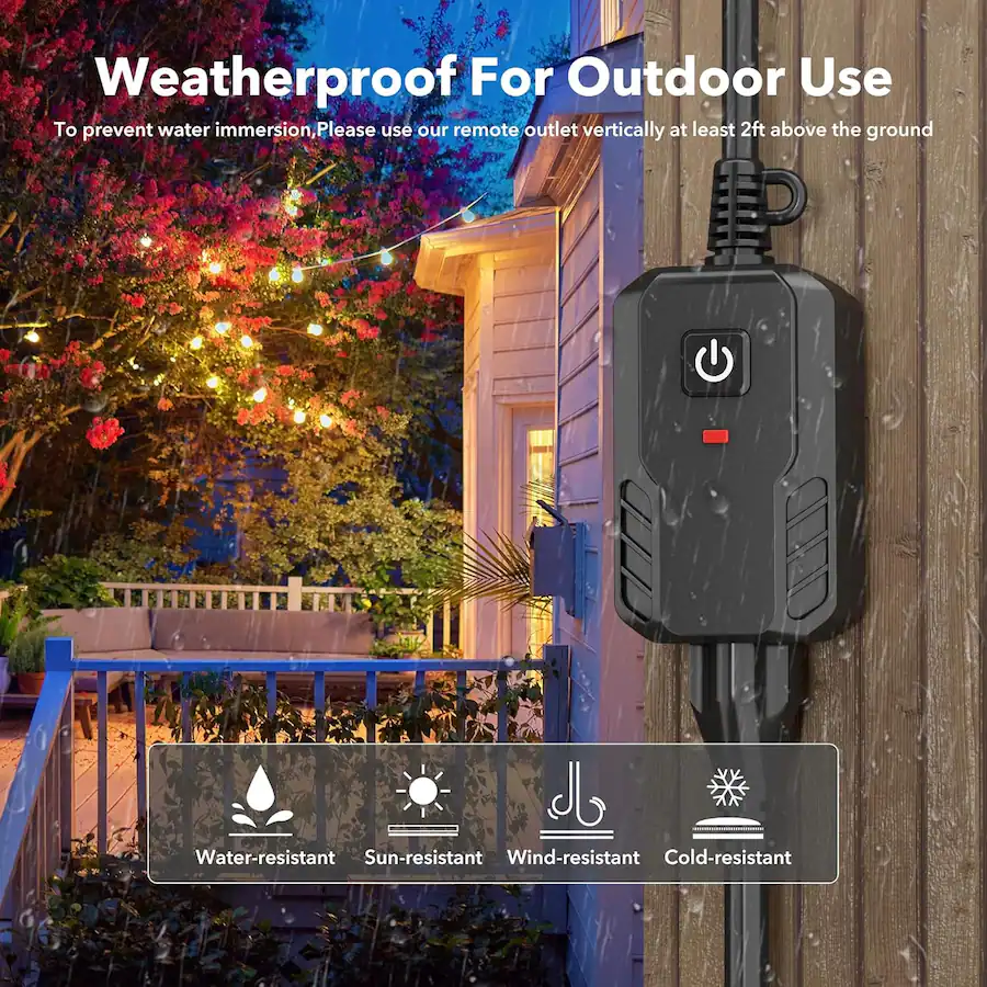 Outdoor Remote Wireless Control Plug In BN LINK Outdoor Remote Control Outlet Plug, Indoor Wireless Switch ...