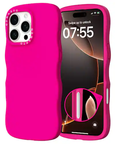 ORNARTO for iPhone 16 Pro Case Curly Wave Edge | Compatible \w Magsafe | Shockproof Liquid Silicone Soft Protective Phone Case for iPhone 16 ORNARTO for iPhone 16 Pro Case Curly Wave Edge | Compatible \w Magsafe | Shockproof Liquid Silicone Soft Protective Phone Case for iPhone 16