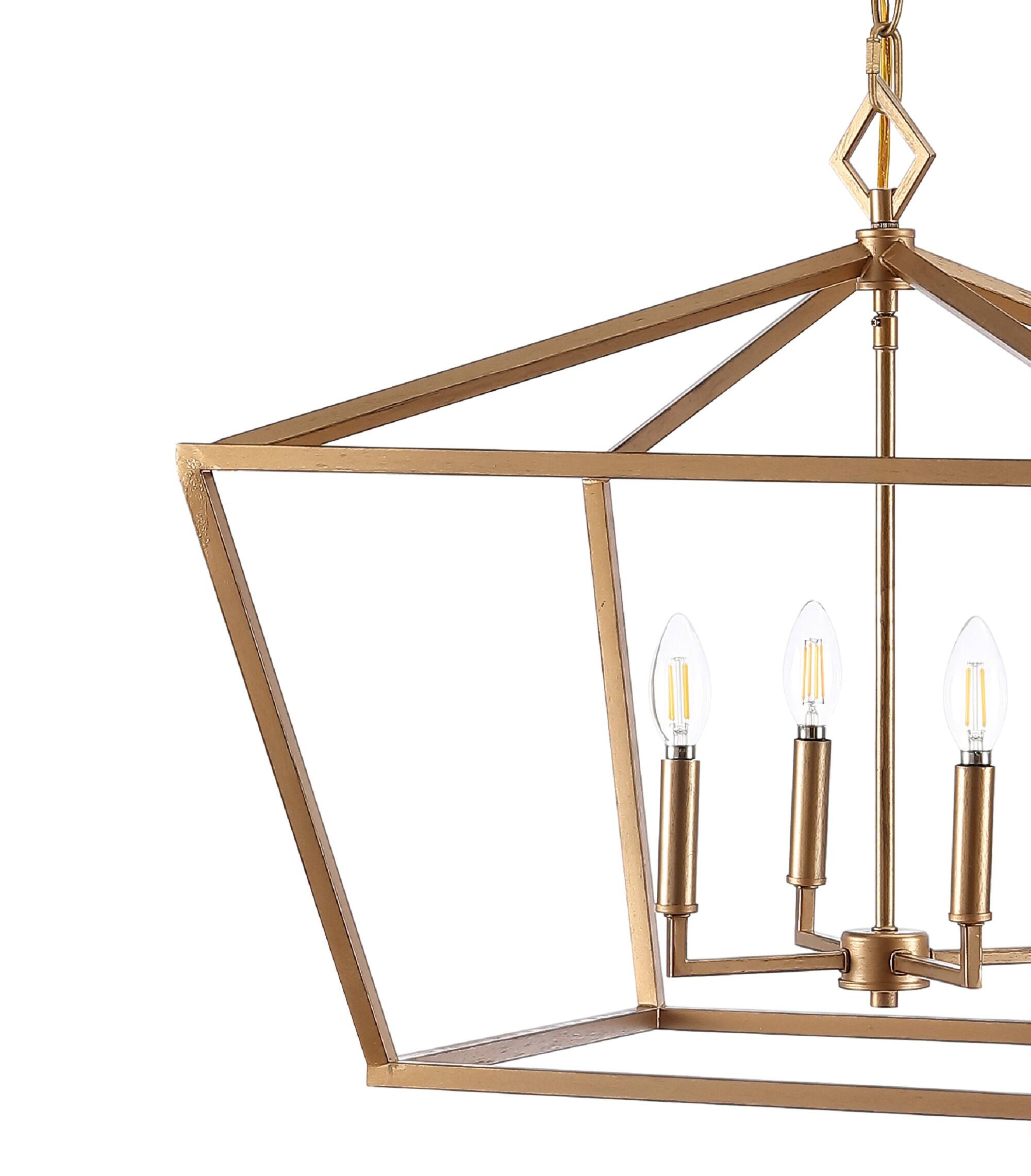 Alt View 4. Jonathan Y - Gatsby 23" 4-Light Adjustable Iron Rustic Glam LED Pendant, Gold - Gold.