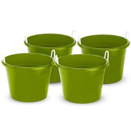Homz - 17 Gallon Indoor Outdoor Storage Bucket w/Rope Handles, Bold Lime (4 Pack) - Bold Lime Green