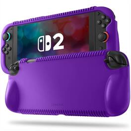 Fintie - Soft Silicone Protective Case for Nintendo Switch 2 (2025) Ergonomic Grip, Game Card Slots, Lightweight Grip Case - Purple