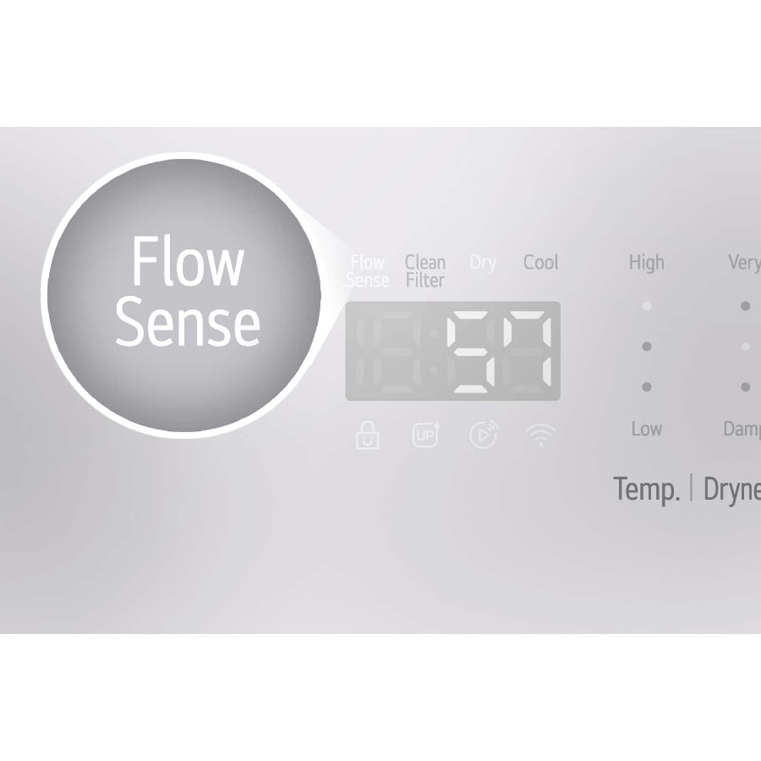 Flow Sense Flow Clean Sense Filter Dry Cool High Very Low Dam Temp. I Dryne