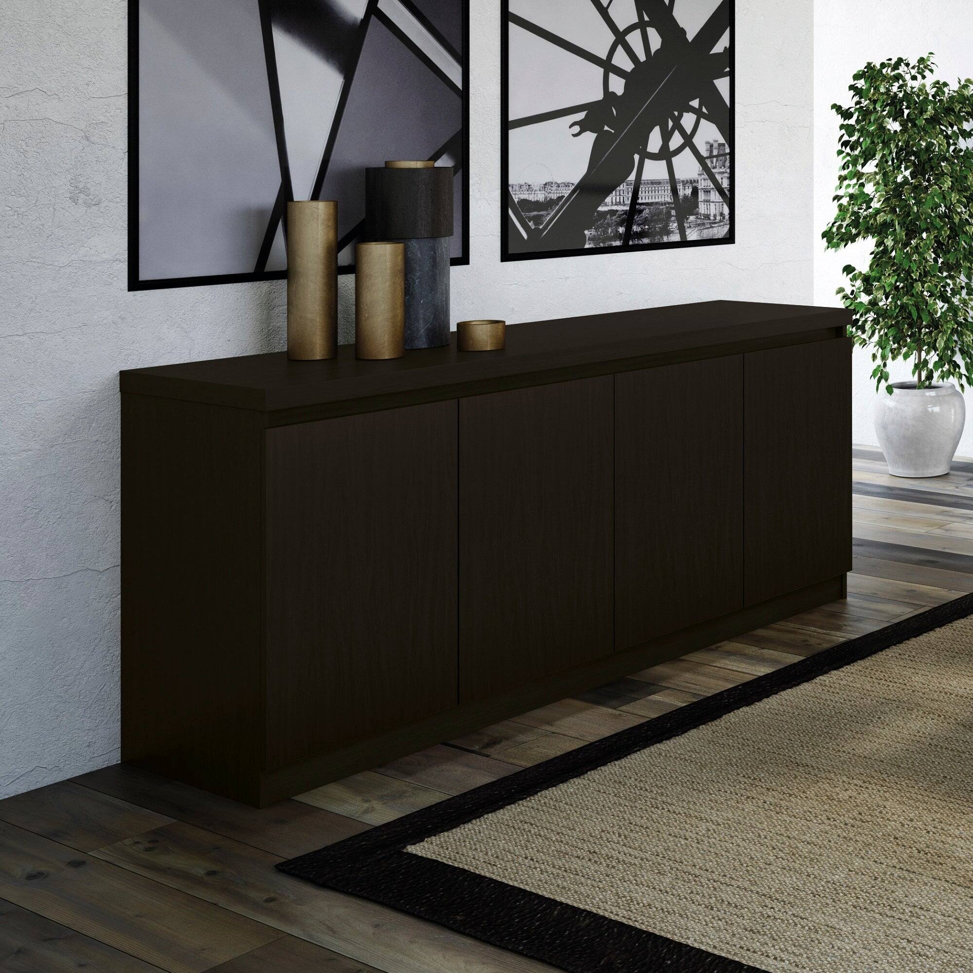 Angle. Manhattan Comfort - Viennese Contemporary Modern 62" Sideboard - Black.