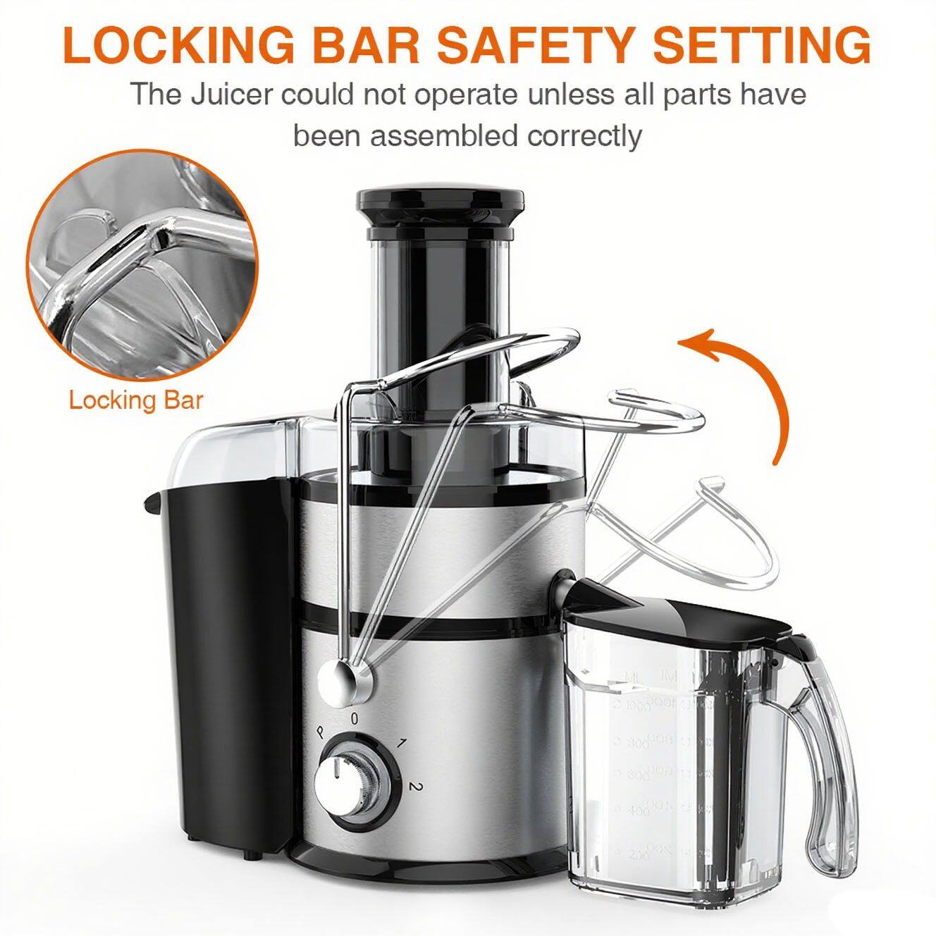 LOCKING BAR SAFETY SETTING  
The Juicer could not operate unless all parts have been assembled correctly  

Locking Bar