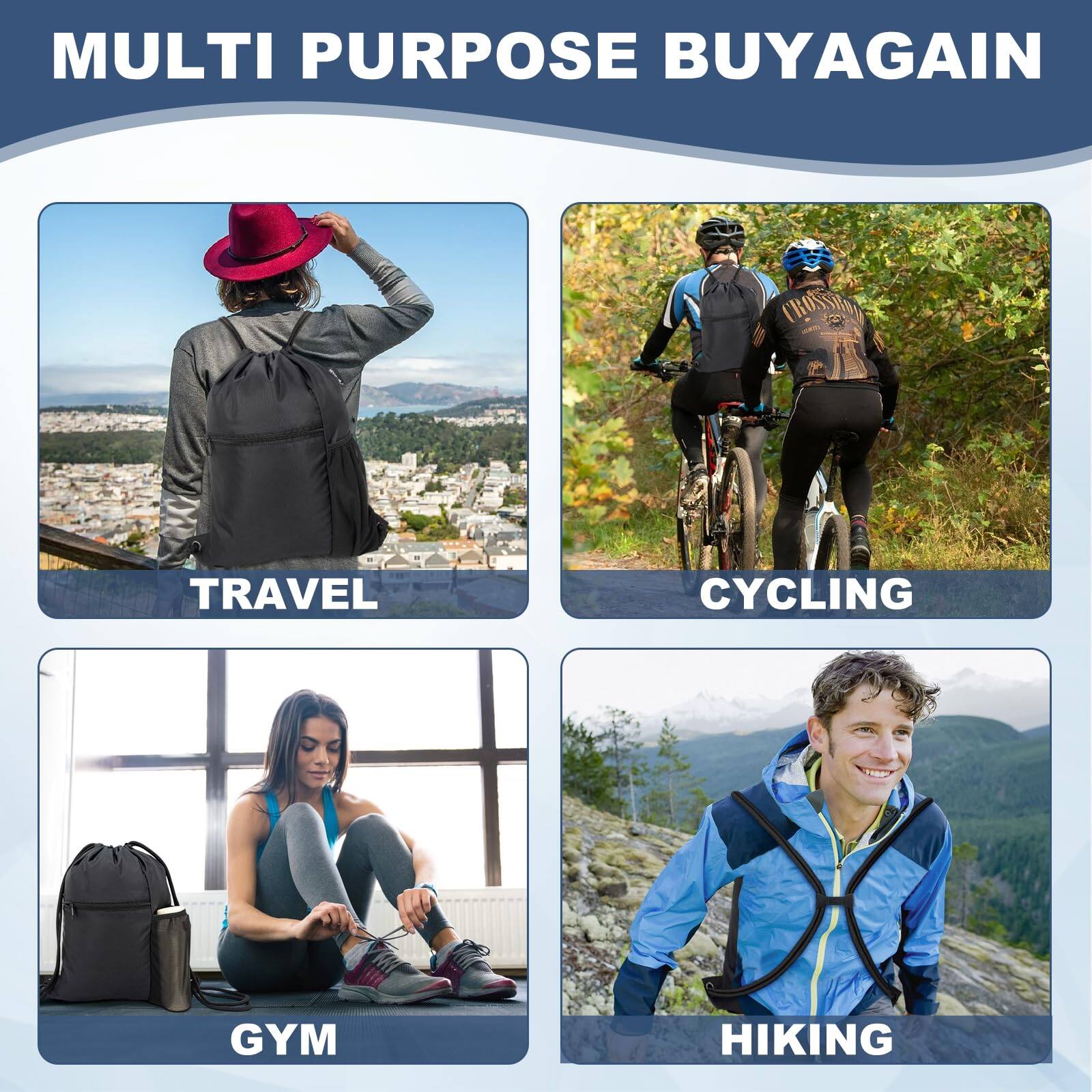 MULTI PURPOSE BUYAGAIN

TRAVEL

CYCLING

GYM

HIKING