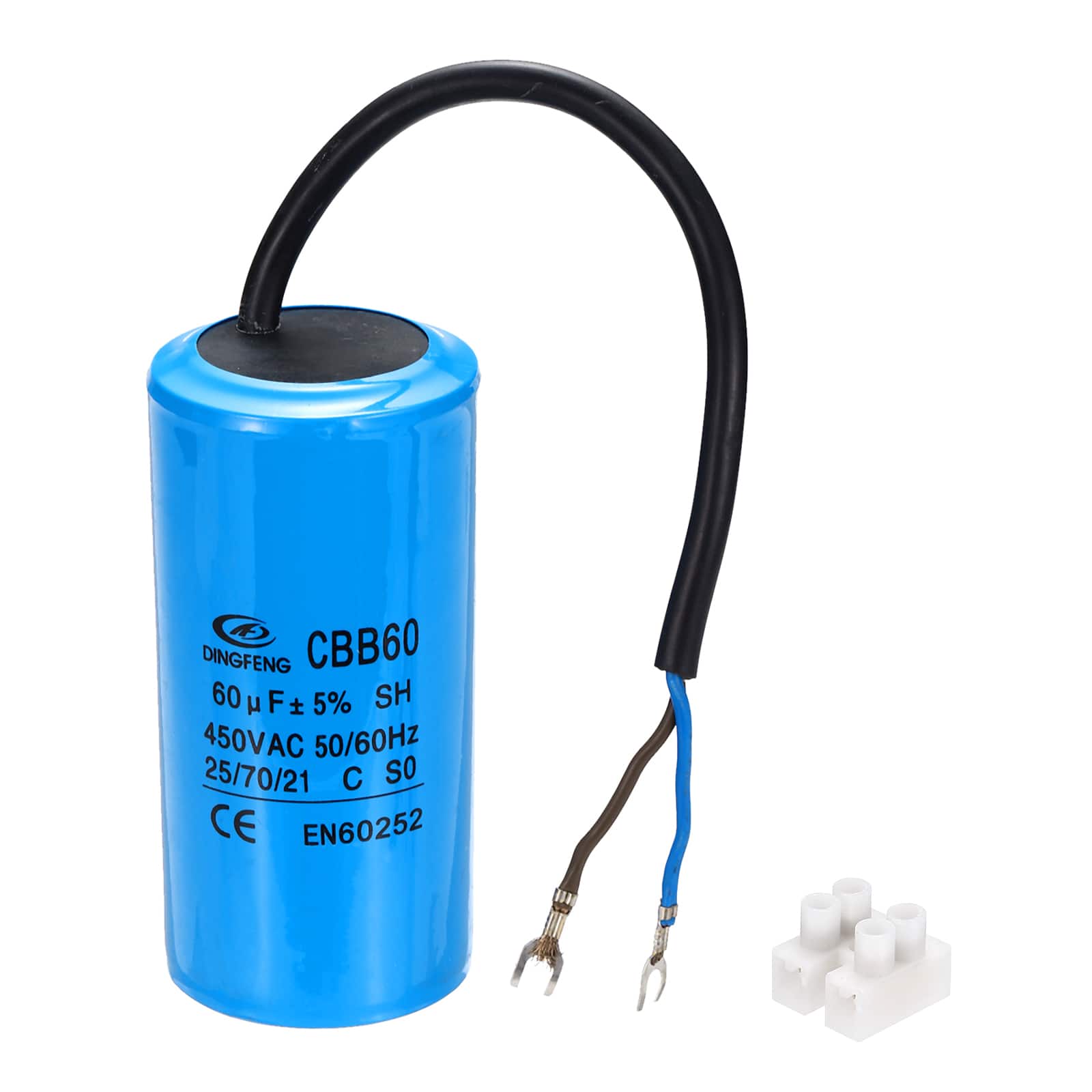 Unique Bargains - 60uF CBB60 Running Capacitor, AC 450V 2 Wires 50/60Hz Cylinder 102x50mm for Air Compressor, Washing Machines - Blue price history on PriceWatchPro