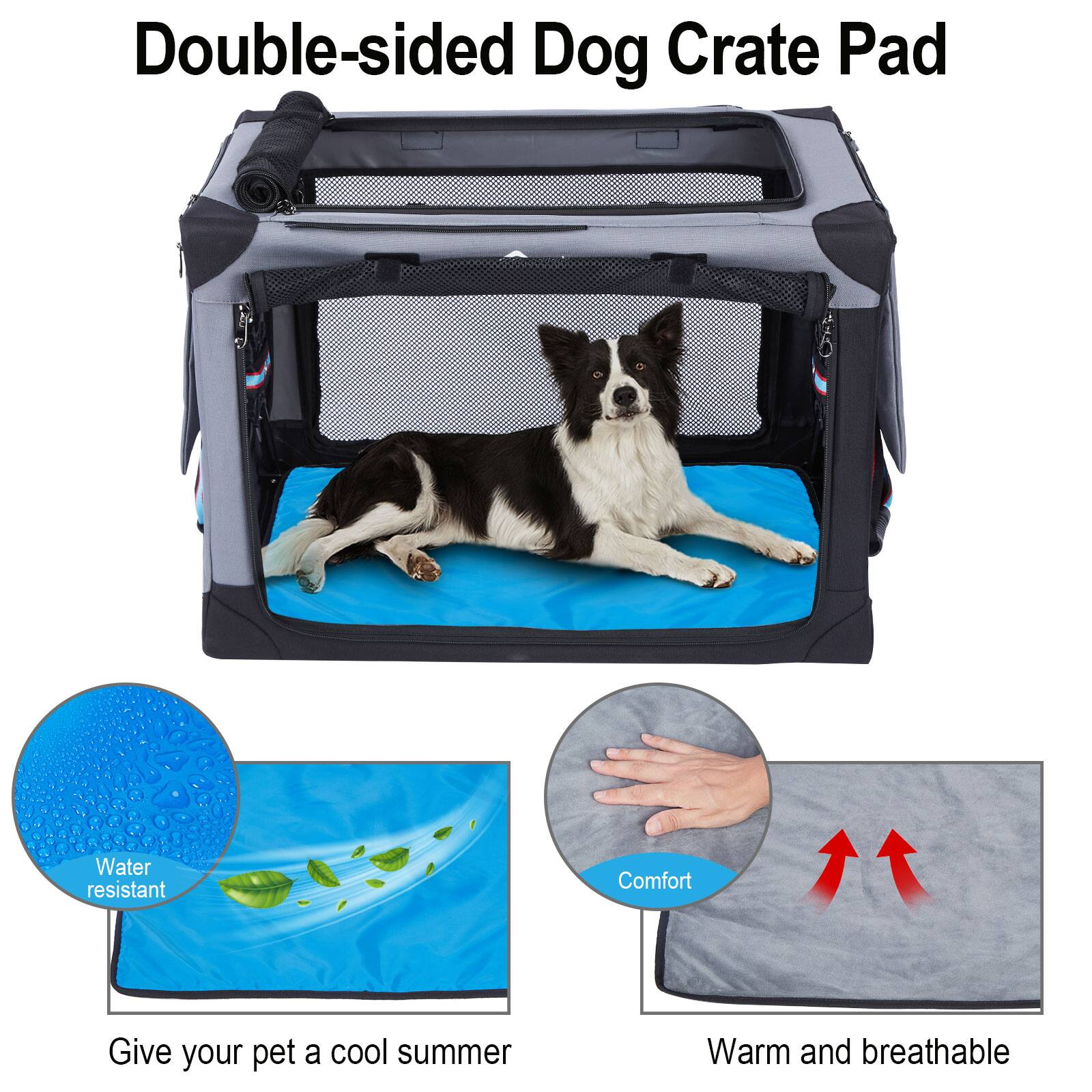 Double-sided Dog Crate Pad: Water resistant, Comfortable, Warm, and Breathable. Give your pet a cool summer.