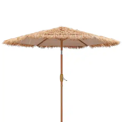 Front. Ainfox - Ainfox 7.5ft Tiki Patio Umbrella Outdoor Table Umbrella - Nature.