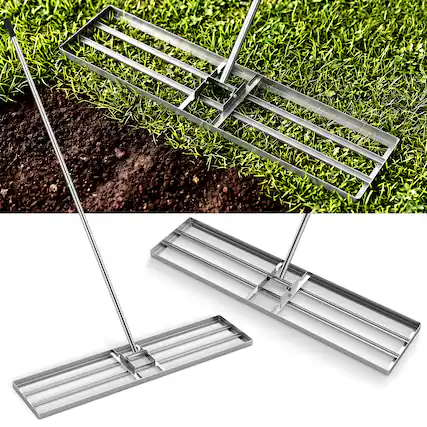 Front. Costway - Costway Lawn Leveling Rake 42" x 10" Heavy Duty Level Lawn Tool for Garden Backyard/Lawn - Silver.