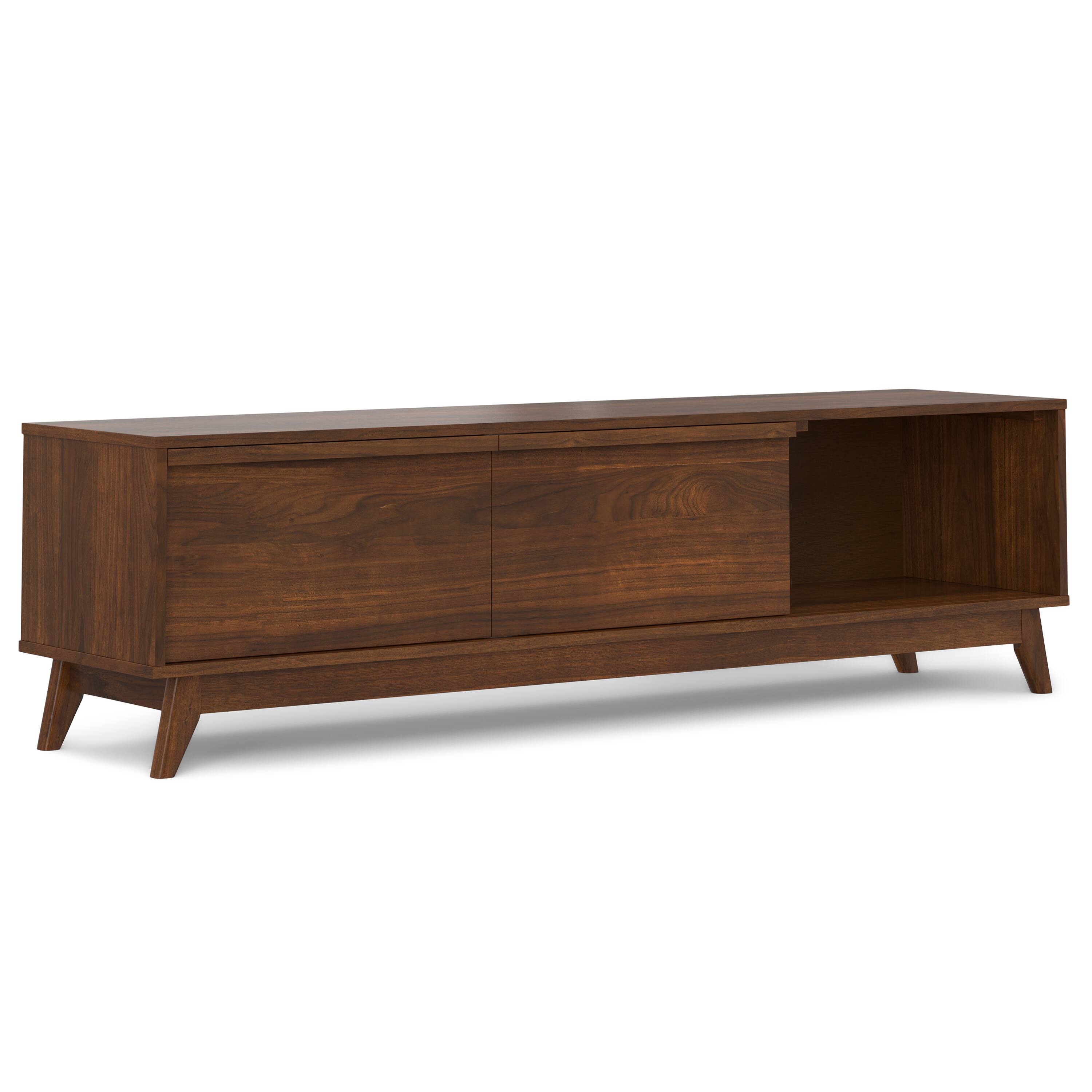 Back. Simpli Home - Lennon Mid Century Modern TV Media Stand - Walnut Veneer.