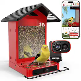CoolFly - x Richbird - All-Metal 2.5K HD Smart Bird Camera with 2.4L Capacity and Solar Power - Red IPC