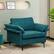 Angle. Costway - Modern Fabric Accent Armchair Upholstered Single Sofa w/ Metal Legs - Peacock Blue.