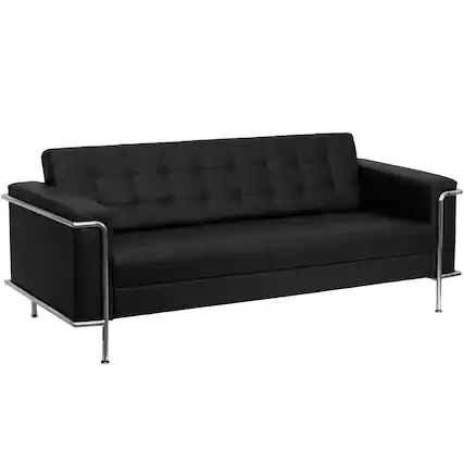 Front. Flash Furniture - HERCULES Lesley Series Contemporary Black LeatherSoft Sofa with Encasing Frame - Black.