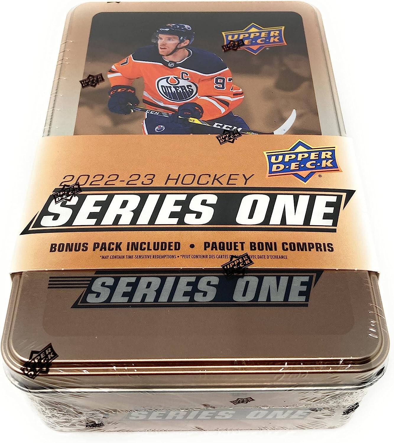 UPPER D-E-C-K  
2022-23 HOCKEY  
SERIES ONE  
BONUS PACK INCLUDED  
PAQUET BONI COMPRIS  
"MAY CONTAIN TIME-SENSITIVE REDEMPTIONS"  
"PEUT CONTENIR DES CARTES AVEC DATE D'ÉCHEANCE"