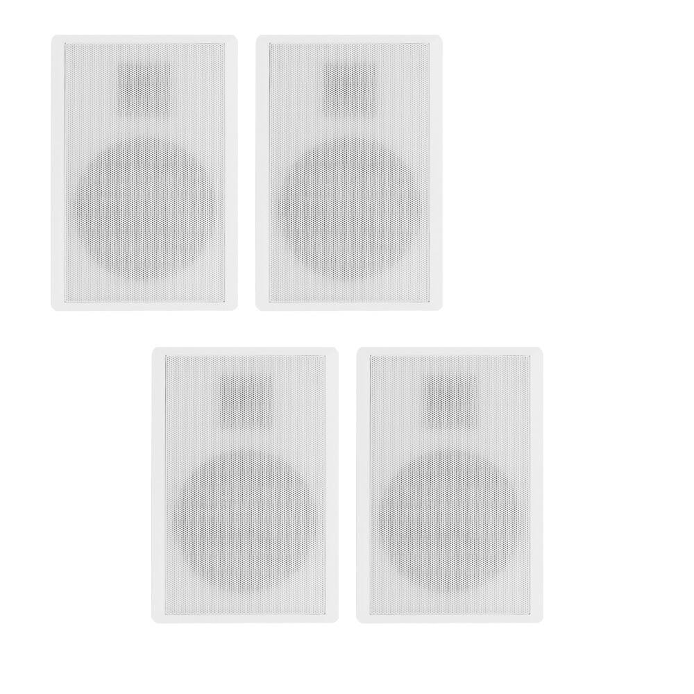 Acoustic Audio by Goldwood - SLM1W Mountable On Wall Slim Speakers Home Theater Wired 2 Pair Pack - White