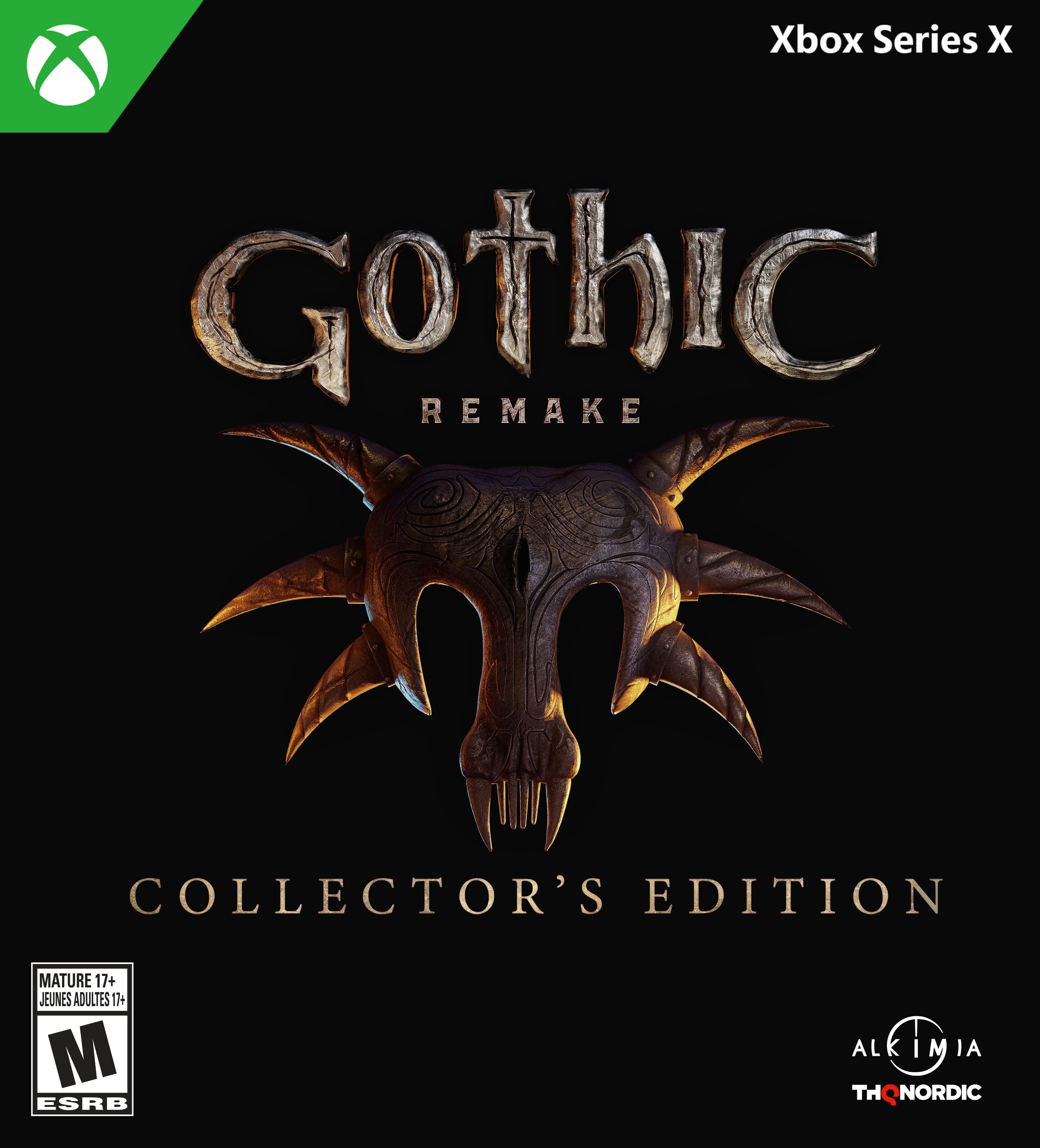 Xbox Series X  
Gothic Remake  
Collector's Edition  
Mature 17+  
Jeunes Adultes 17+  
ESRB  
AlkimiA  
ThQ Nordic
