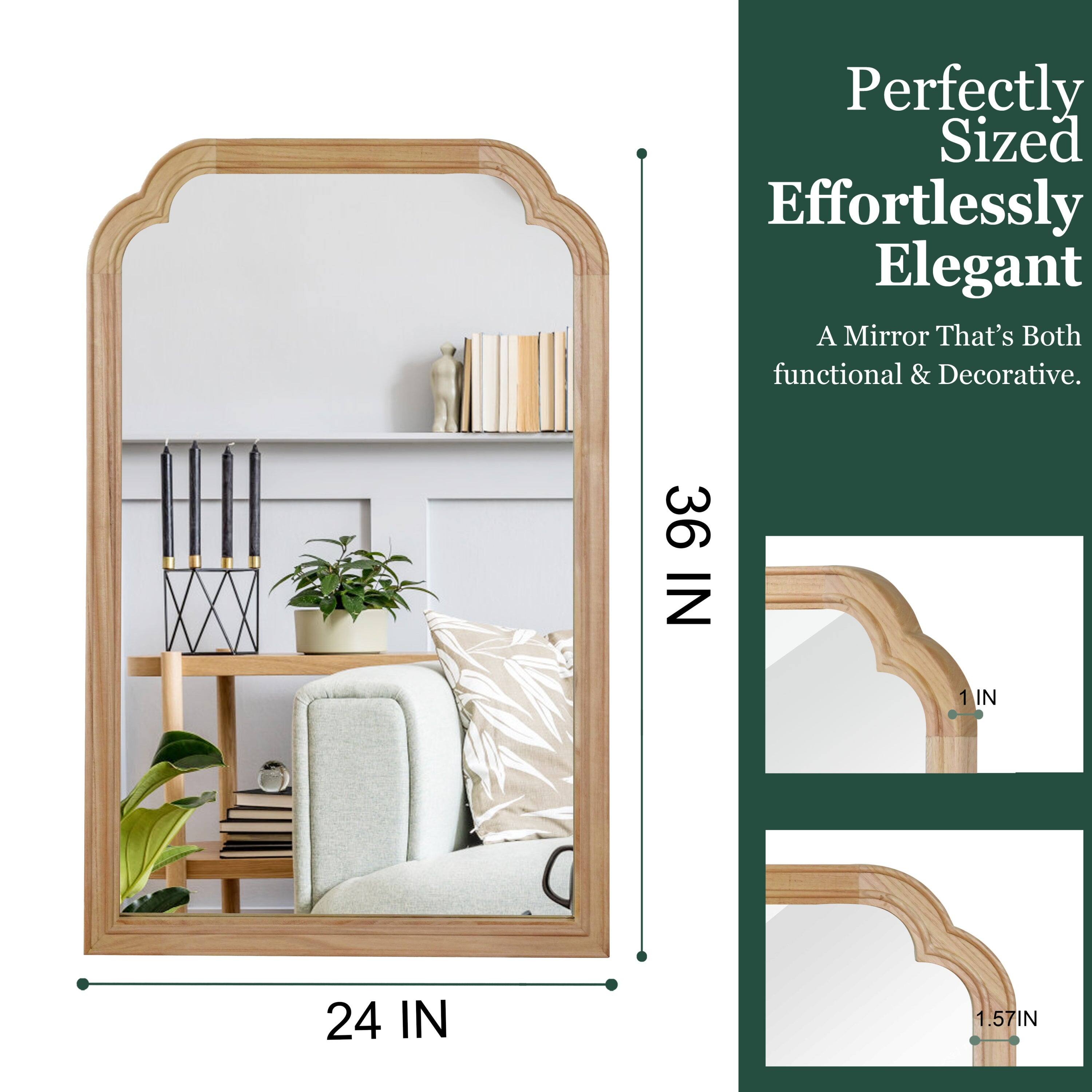 Perfectly Sized Effortlessly Elegant  
A Mirror That's Both functional & Decorative.  

36 IN  
24 IN  

1 IN  
1.57 IN