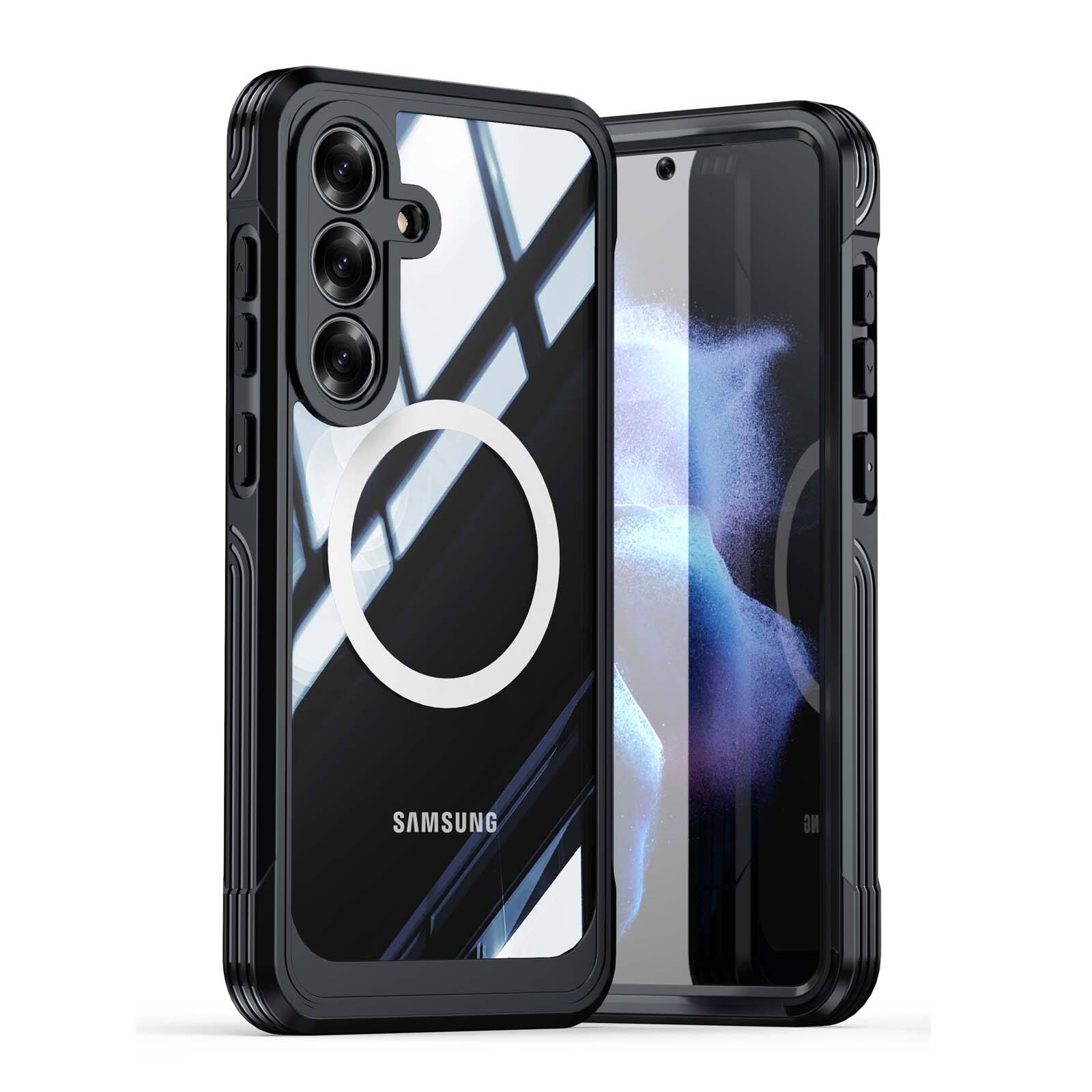 Alt View 2. Dteck - Rugged Clear Case for Samsung Galaxy S26 FE, Compatible with MagSafe, Shockproof Bumper with Screen Protector - Black.