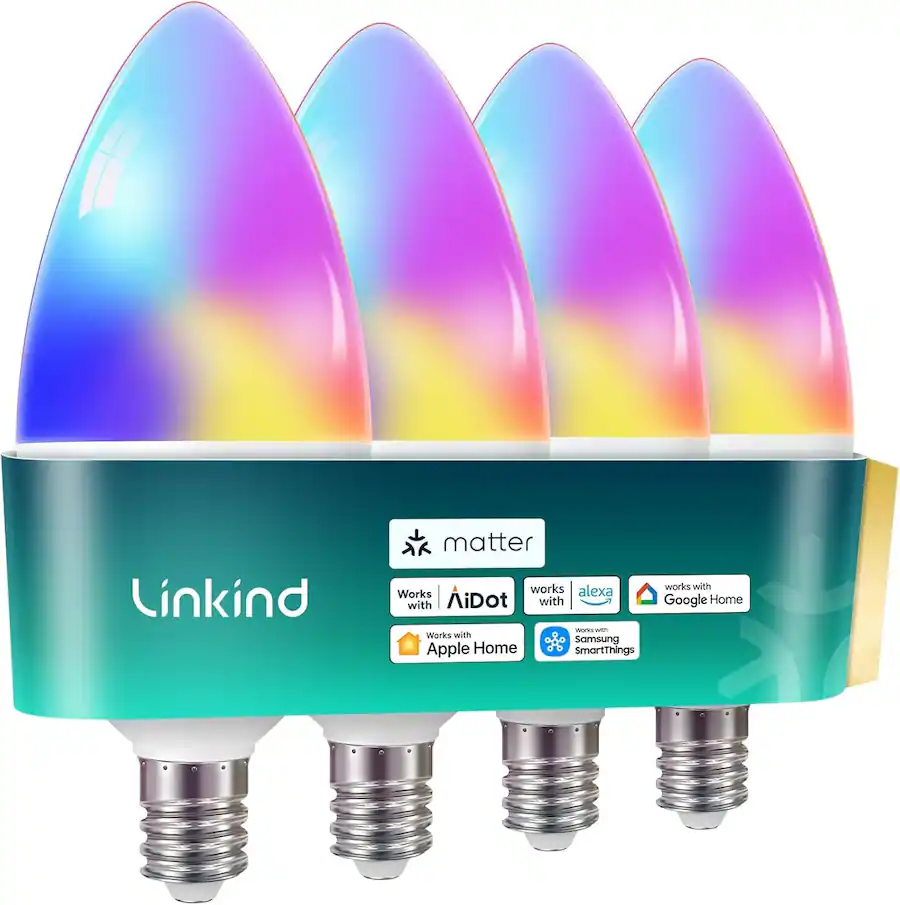 Linkind B11 Smart LED Bulb, Matter Compatible, Color Changing, E12 Base ...