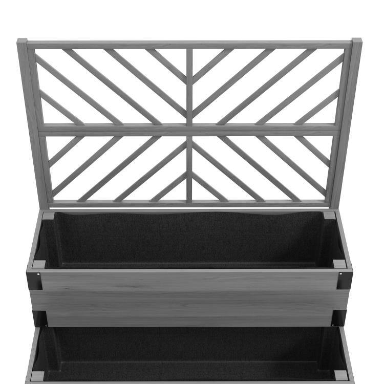 Alt View 9. PULUZ - 2 Tier Trellis Planter, Wooden Raised Garden Bed, Plants NOT Included; Garden Bed Only - Gray.