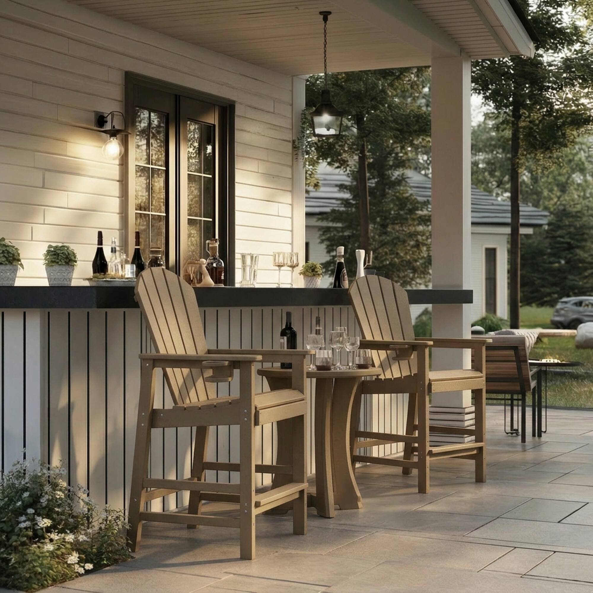 Alt View 2. Boyel Living - HDPE Bar Height Adirondack Chair with Armrests and Cup Holder - Brown.