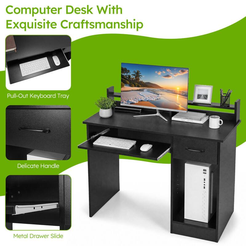 Computer Desk With Exquisite Craftsmanship  
Pull-Out Keyboard Tray  
Delicate Handle  
Metal Drawer Slide