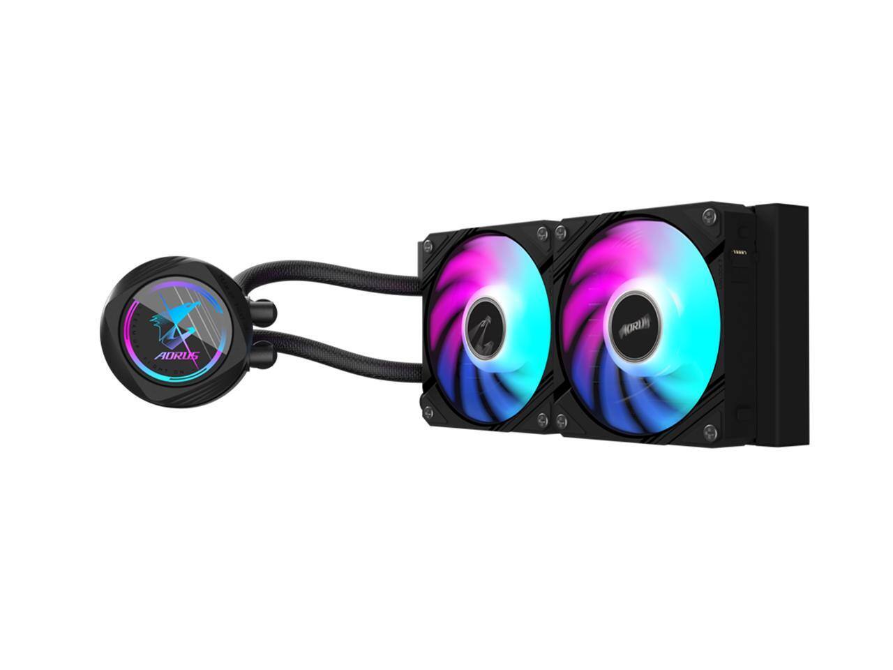 Alt View 3. GIGABYTE - AORUS WATERFORCE II 240 Liquid CPU Cooler, 240mm Radiator, 2x 120mm ARGB Fans, Intel LGA1700/1851 & AMD AM5 - ARGB.