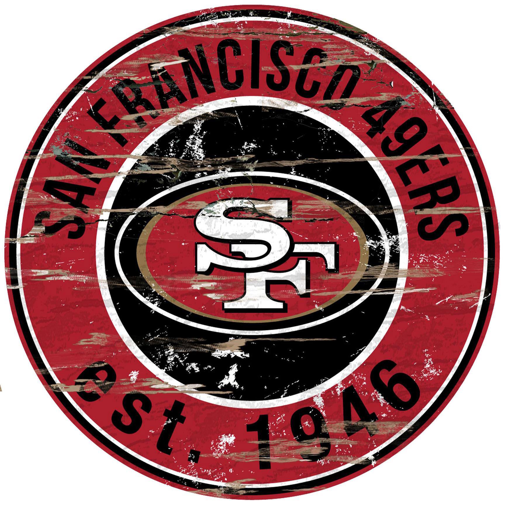 San Francisco 49ers 23.5" Distressed Round Sign