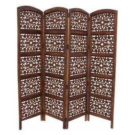 Manhattan Lane - The Urban Port Handmade Foldable 4 Panel Wooden Partition Screen Room Divider - Dark Brown
