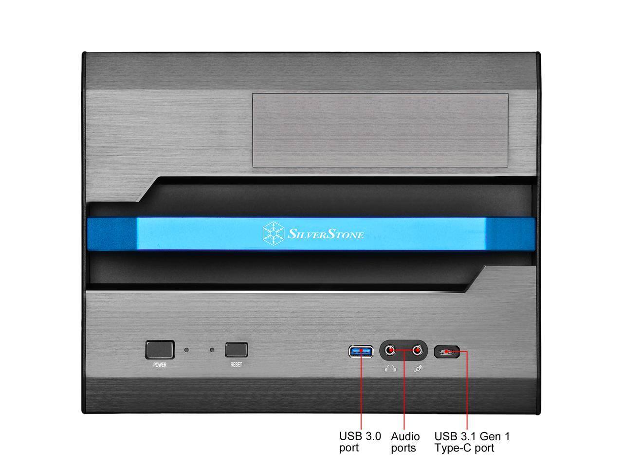 SILVERSTONE POWER RESET USB 3.0 Audio USB 3.1 Gen 1 port ports Type-C port