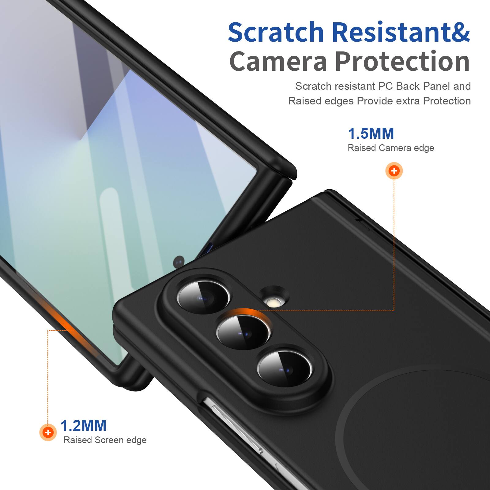 Scratch Resistant & Camera Protection

Scratch resistant PC Back Panel and Raised edges Provide extra Protection

1.5MM Raised Camera edge

1.2MM Raised Screen edge