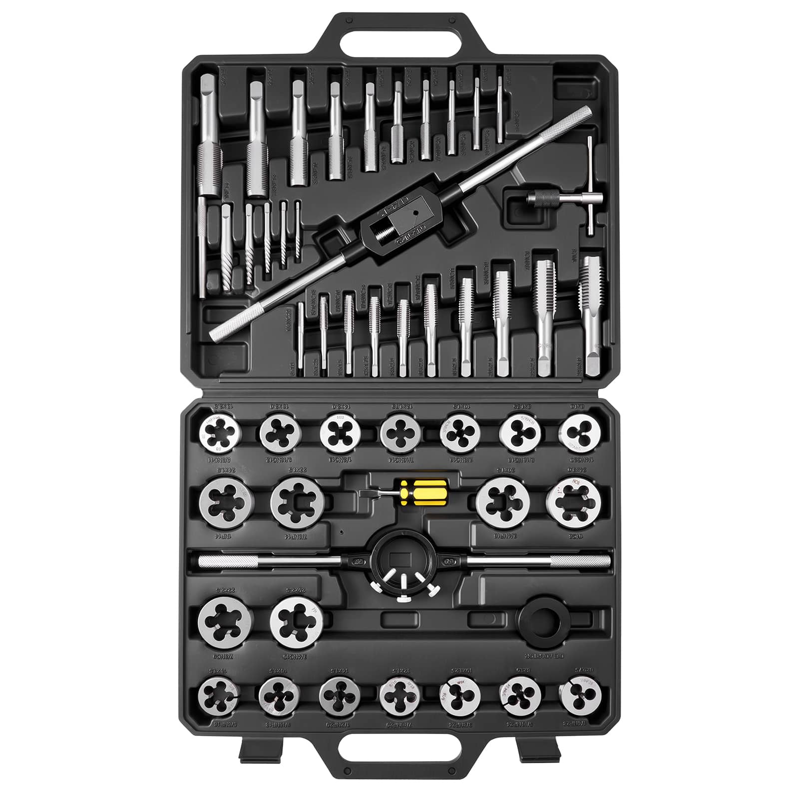 VEVOR - Tap and Die Set, 51-Piece Metric Sizes M6 to M24, with Coarse and Fine Thread Taps and Dies, Wrench, Carrying Case - Black