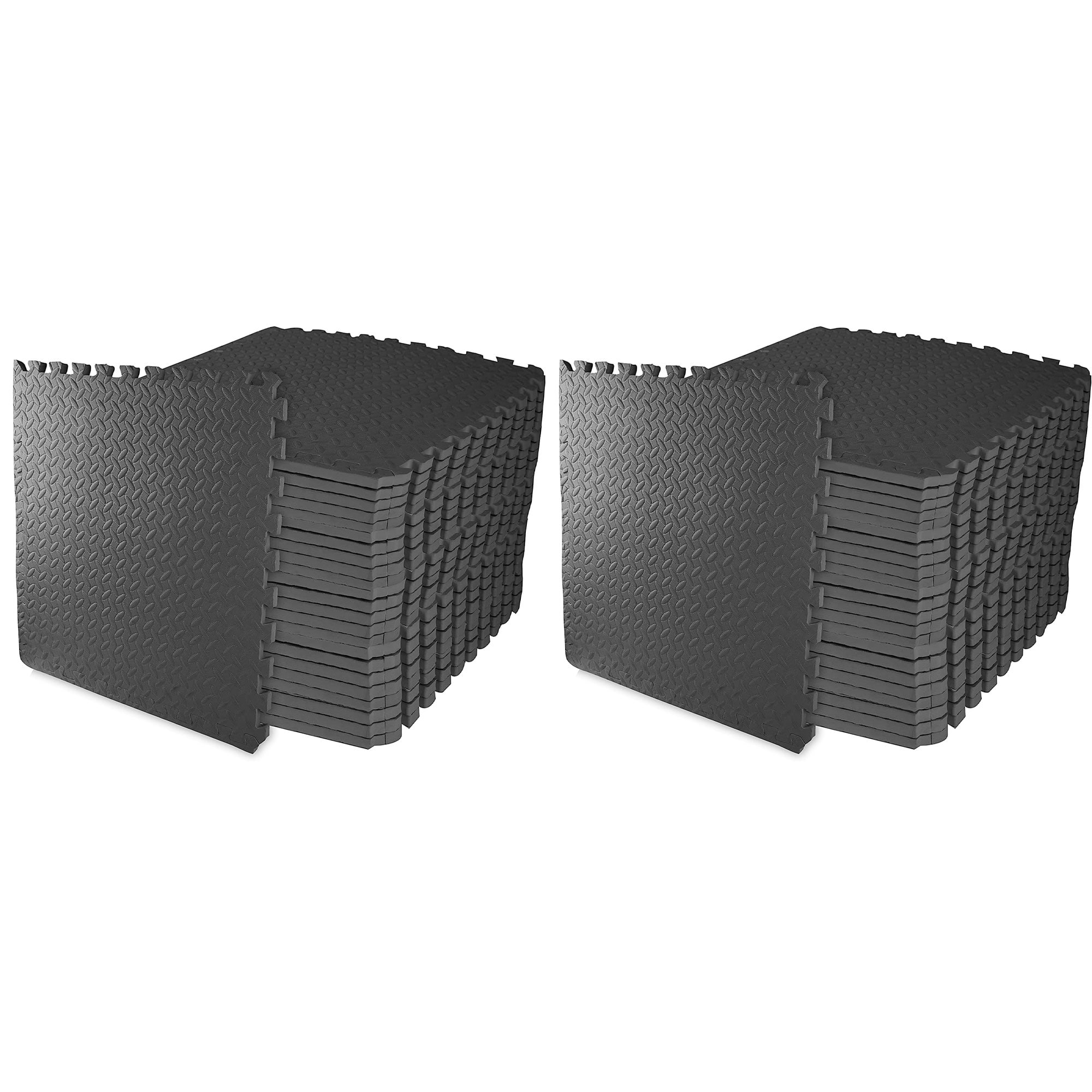 BalanceFrom Fitness - 96 Sq Ft Interlocking Exercise Mat Tiles, (2 Pack) - Black