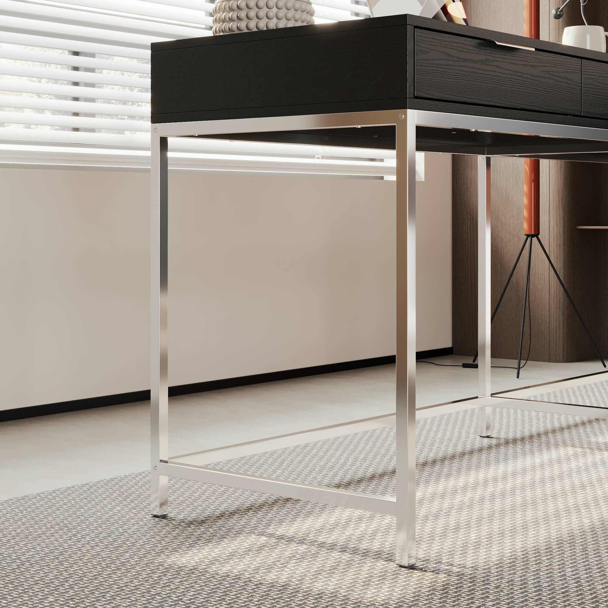 Alt View 4. Famapy - Famapy Modern L - Shaped Office Desk: Spacious, Stylish & Organized Workstation - Black.