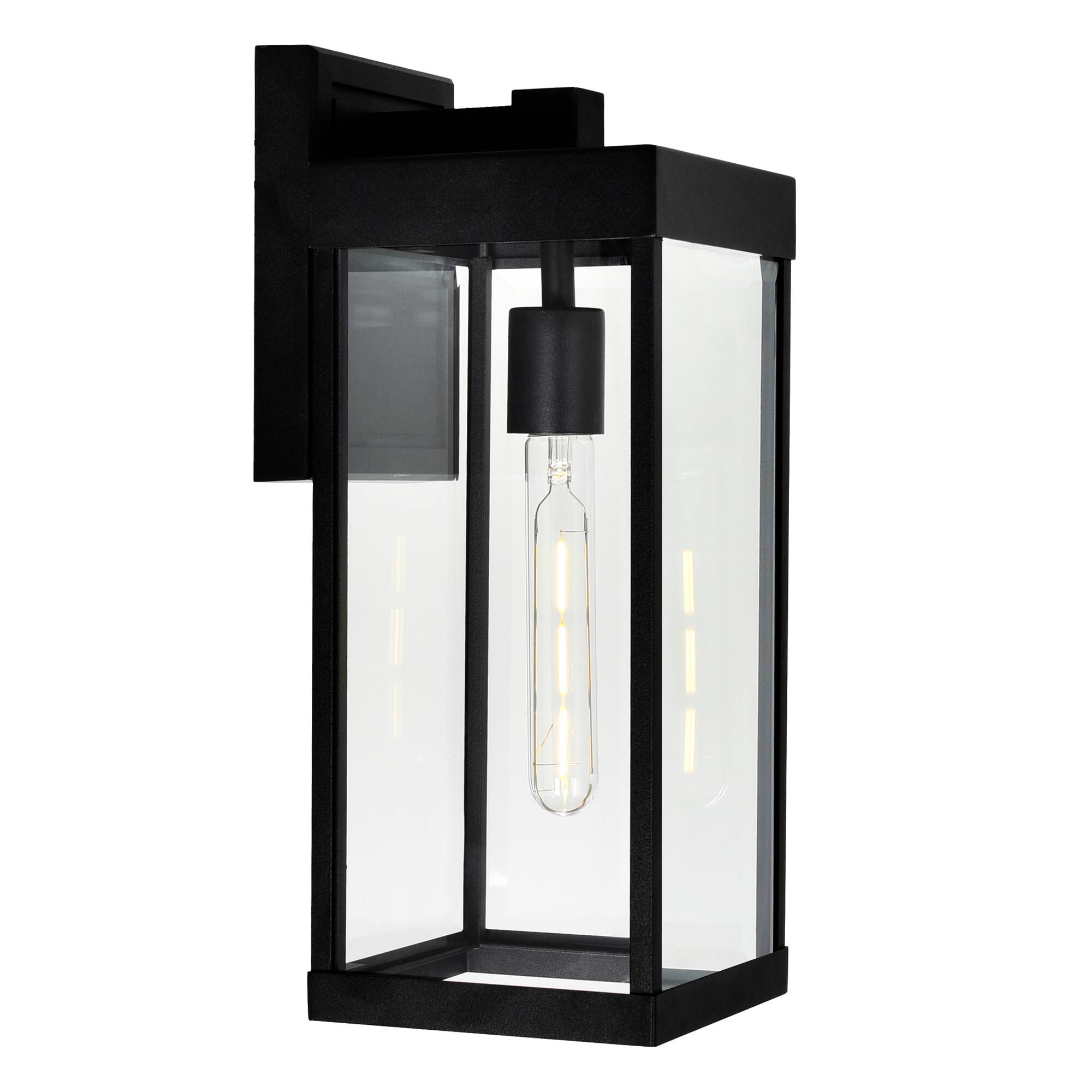 Front. CWI Lighting - Windsor 1 Light Black Outdoor Wall Light - Black.