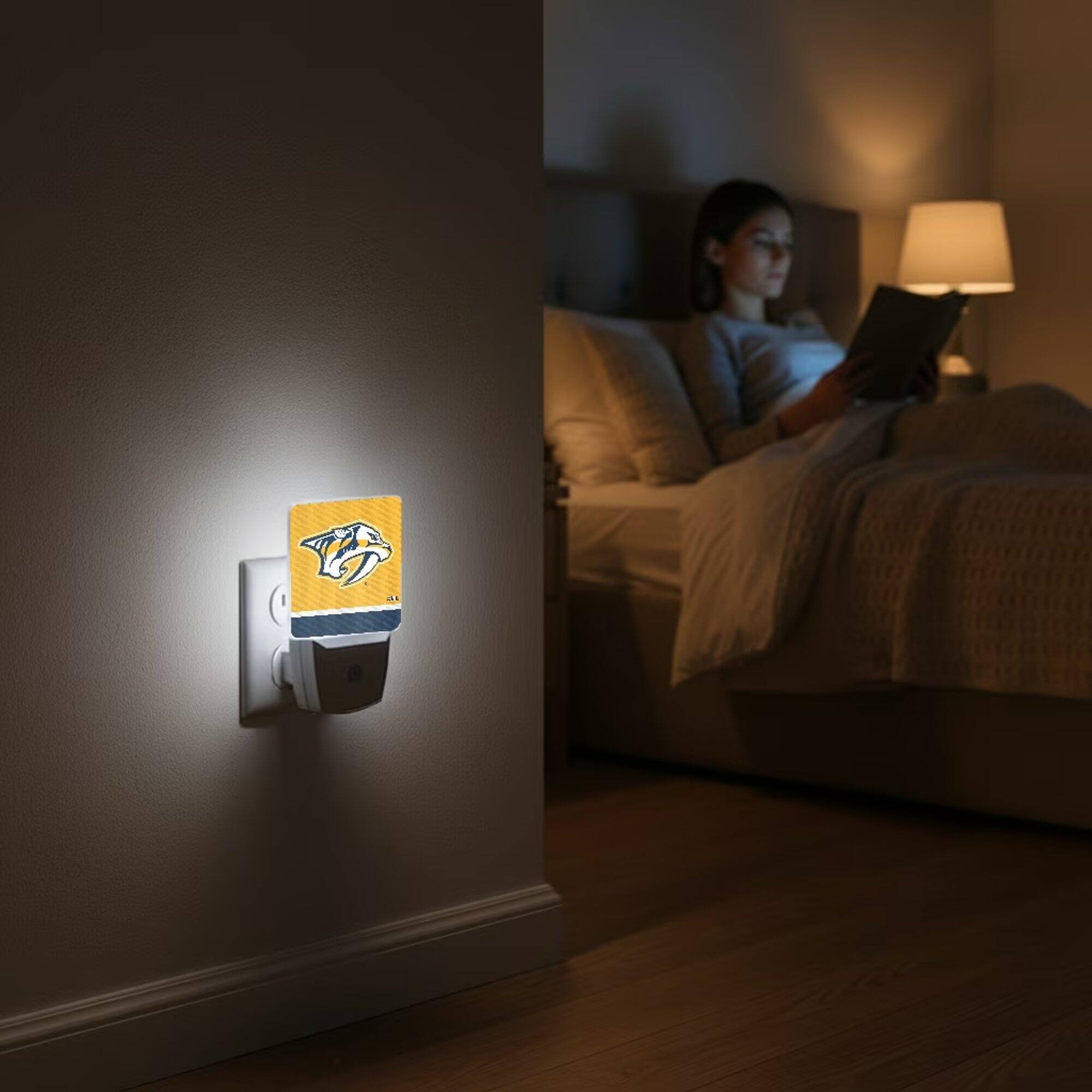 Alt View 3. Keyscaper - Nashville Predators Stripe Design Nightlight 2-Pack - Multicolor.