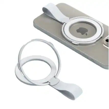 Front. Stock Preferred - Magnetic Grip with Silicone Loop MagSafe Phone Stand - Silver Grey - Silver Grey.