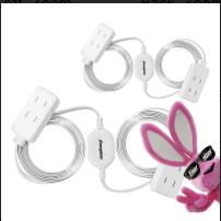 Energizer - 2 Pack of 12 Foot Twin 6 AC Power Outlet Extension Cord Multi Plug Wall Outlet Extender - White