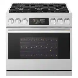 LG - SIGNATURE 6.3 Cu. Ft. Slide-In Gas True Convection Pro Range with EasyClean, AirFry, and UltraHeat 23K Dual Power Burner - Stainless Steel
