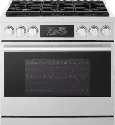 Front. LG - SIGNATURE 36-in Wide 6.3 Cu. Ft. Slide-In Gas True Convect Pro Range with 6 Burners, AirFry, and UltraHeat 23K Burner - Stainless Steel.