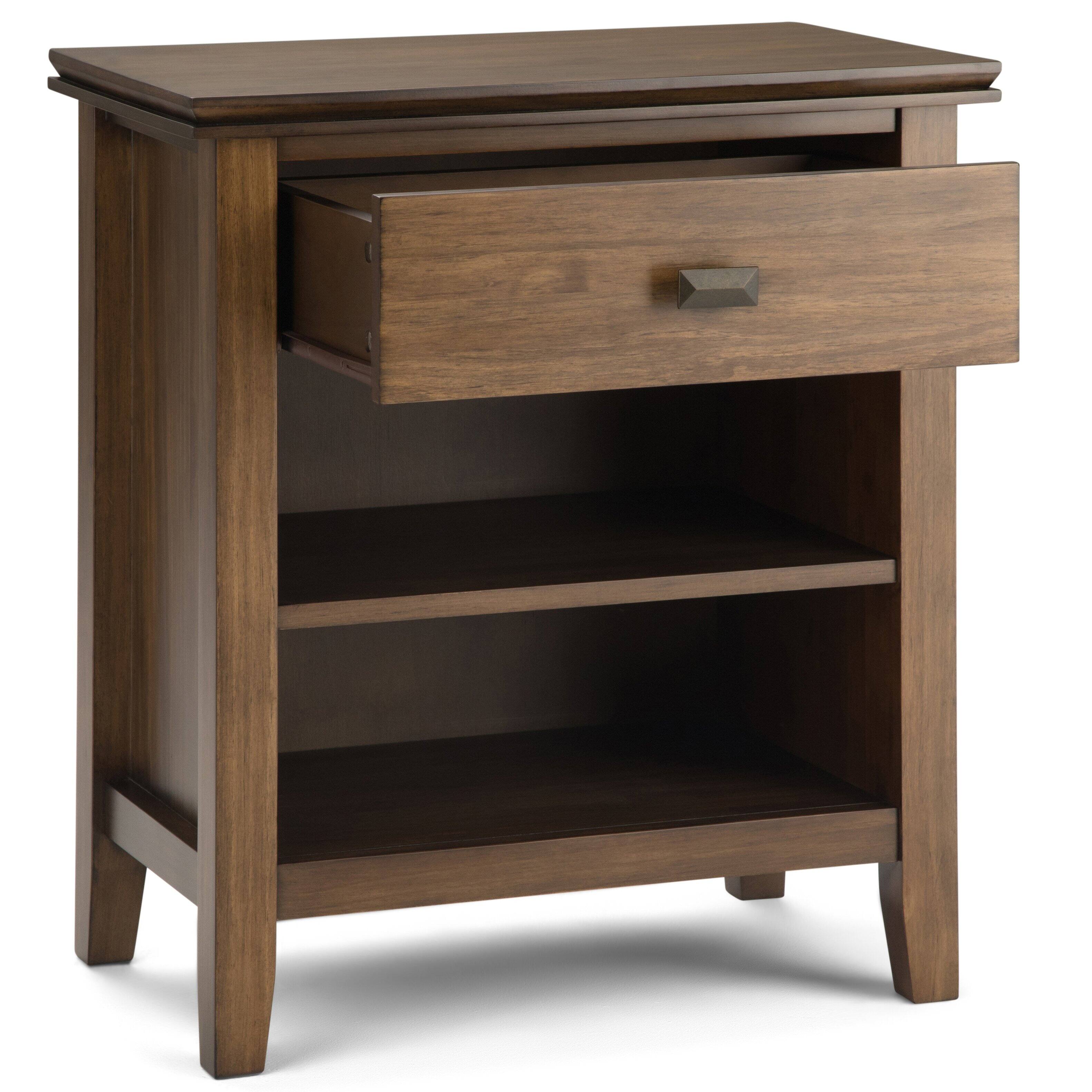 Left. Simpli Home - Artisan 24 inch Solid Wood Transitional Night Stand in Rustic Natural Aged Brown (Set of 2) - Rustic Natural Aged Brown.