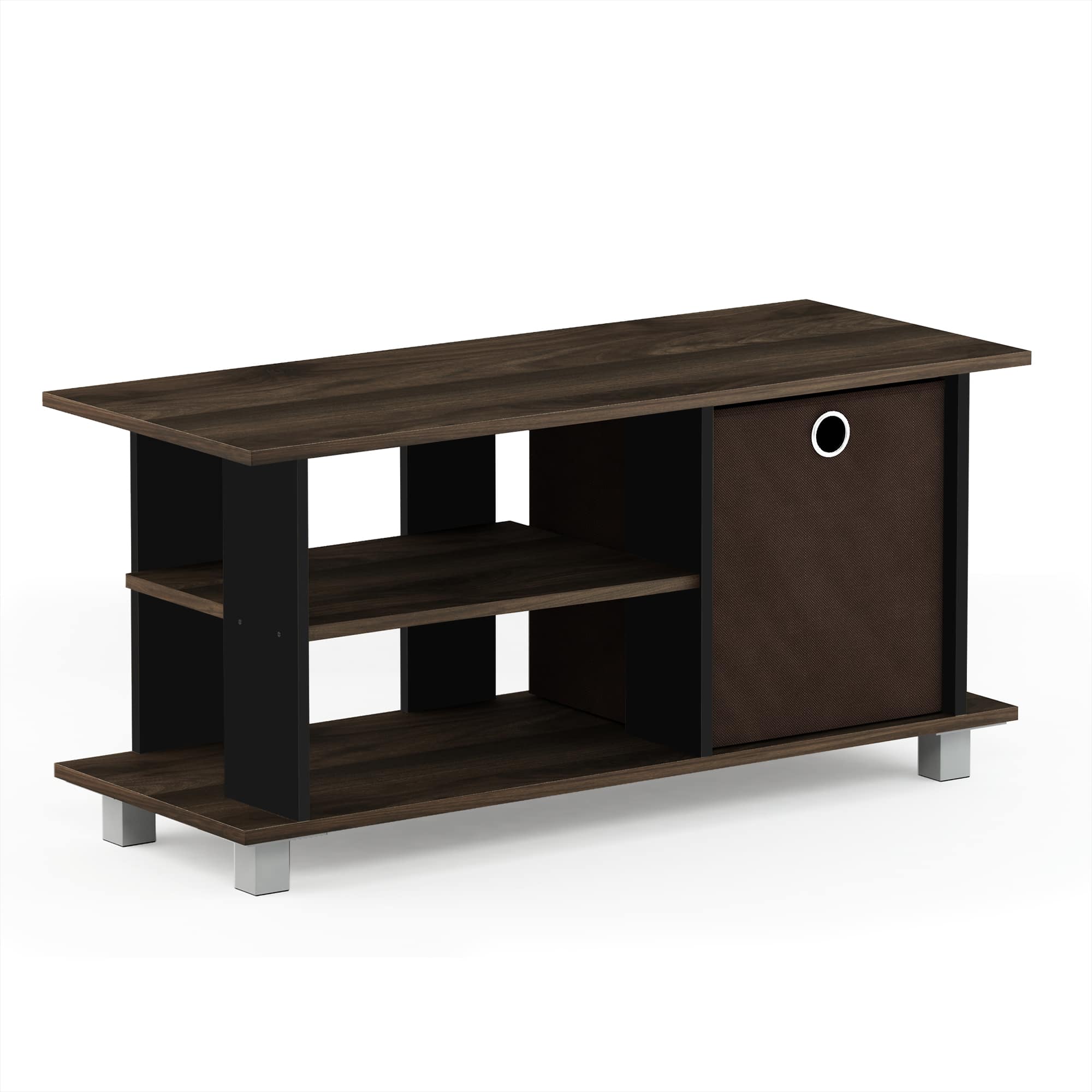 Furinno - Simplistic TV Entertainment Center with Bin Drawers - Columbia Walnut/Dark Brown