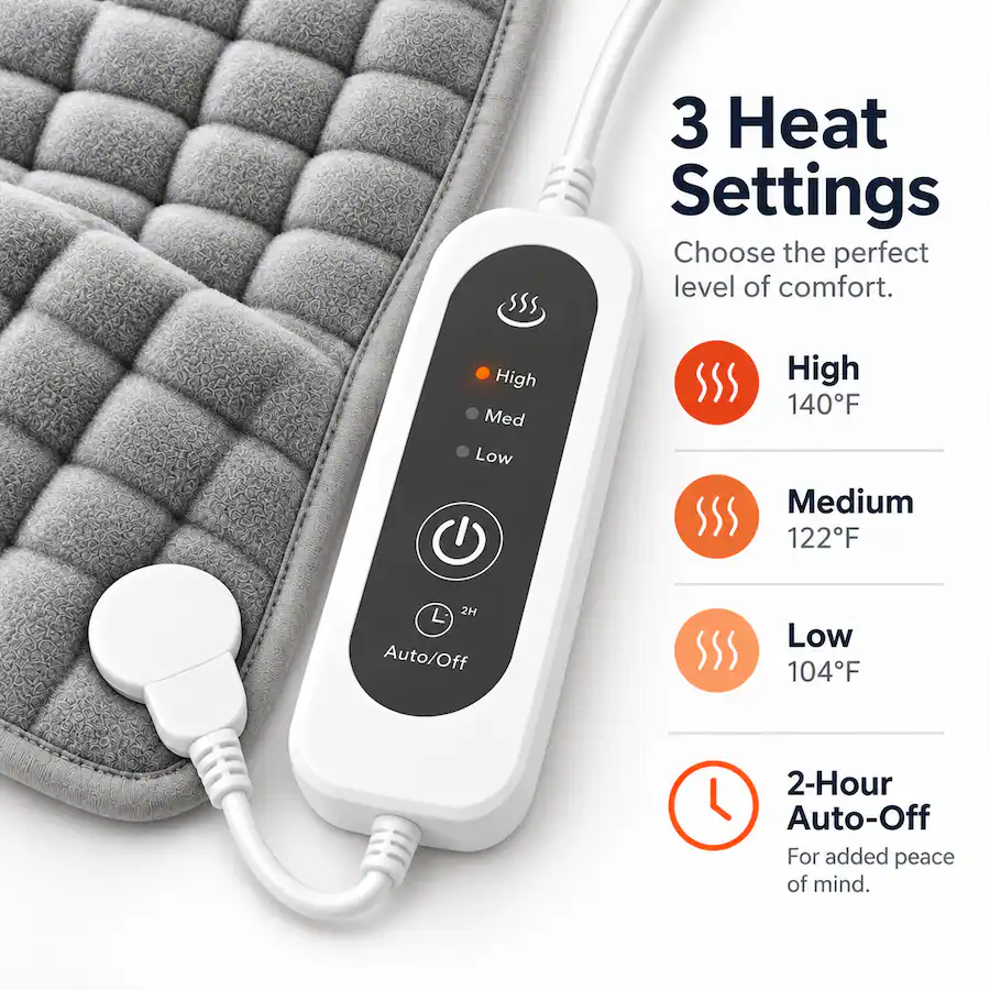 Heating Pad Injuries AMUMU Heating Pad for Back Pain Relief Machine Washable 2 Hour Auto ...