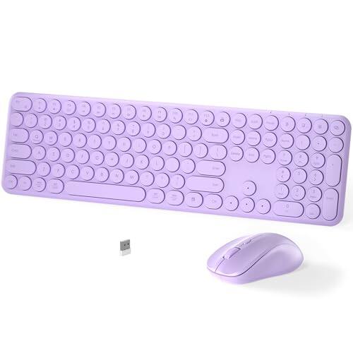 Front. Cedar Assembly - Wireless And Mouse Set - Full-sized 110pcs Slim Round Key Design Quiet Typing Adjustable Dpi Combo For Pc - Light Purple.