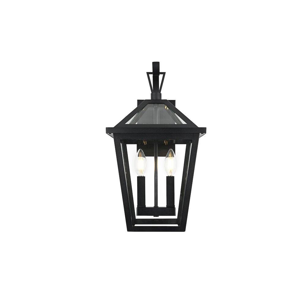 Back. Elegant Lighting - Frankford 7 inch Outdoor Pendant in Black - Black.